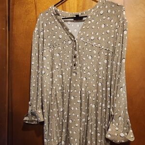 Cocomo Tan 3/4 Sleeve Relaxed Blouse